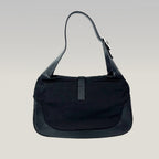 Gucci Jackie Hobo Bag in Black Canvas and Leather with Iconic Closure