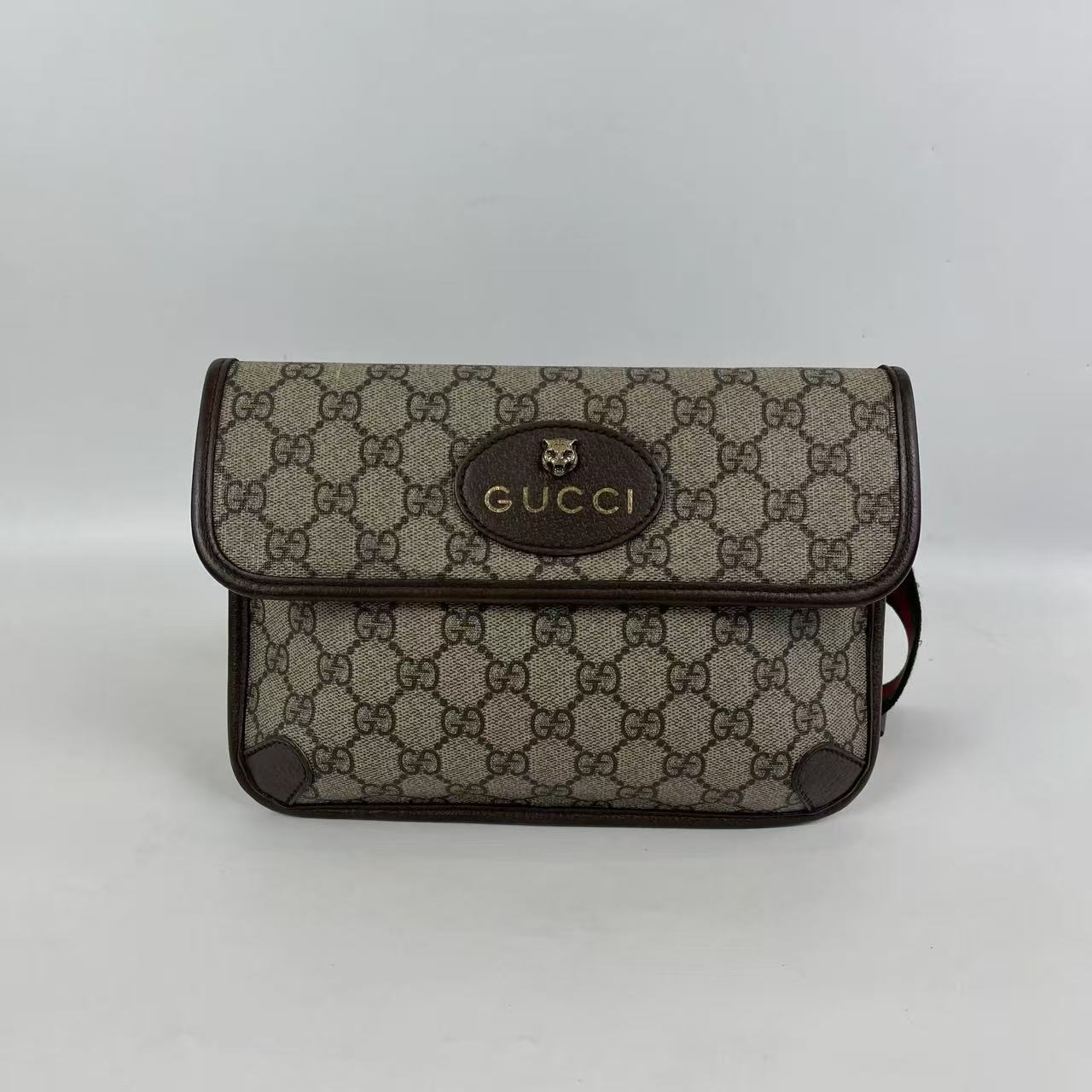 Gucci GG Supreme Borsa a Spalla con Testa di Tigre