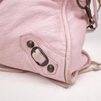 Balenciaga borsa City media in pelle rosa con borchie