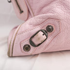 Balenciaga borsa City media in pelle rosa con borchie