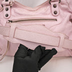 Balenciaga borsa City media in pelle rosa con borchie