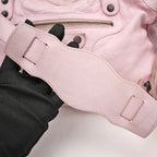 Balenciaga borsa City media in pelle rosa con borchie