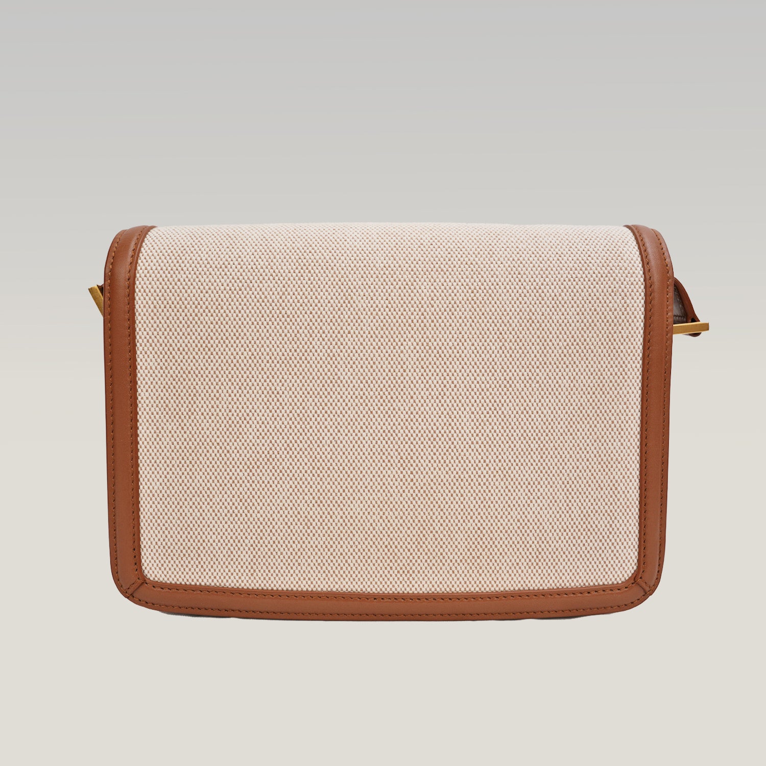 Saint Laurent Solférino in tela beige e pelle marrone