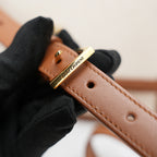 Saint Laurent Solférino in tela beige e pelle marrone