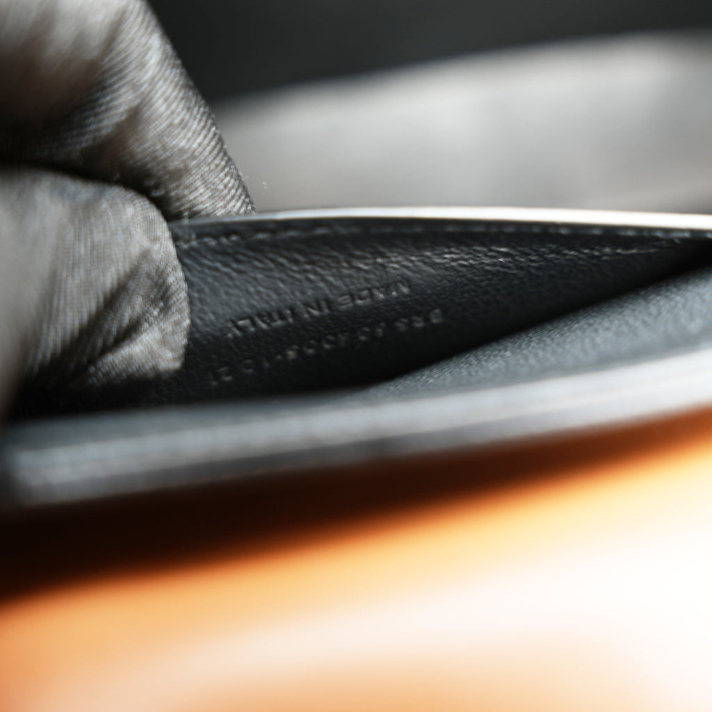 Saint Laurent Solférino in tela beige e pelle marrone