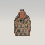 Fendi FF – monogram shoulder bag in brown canvas and leather