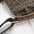 Fendi FF – monogram shoulder bag in brown canvas and leather