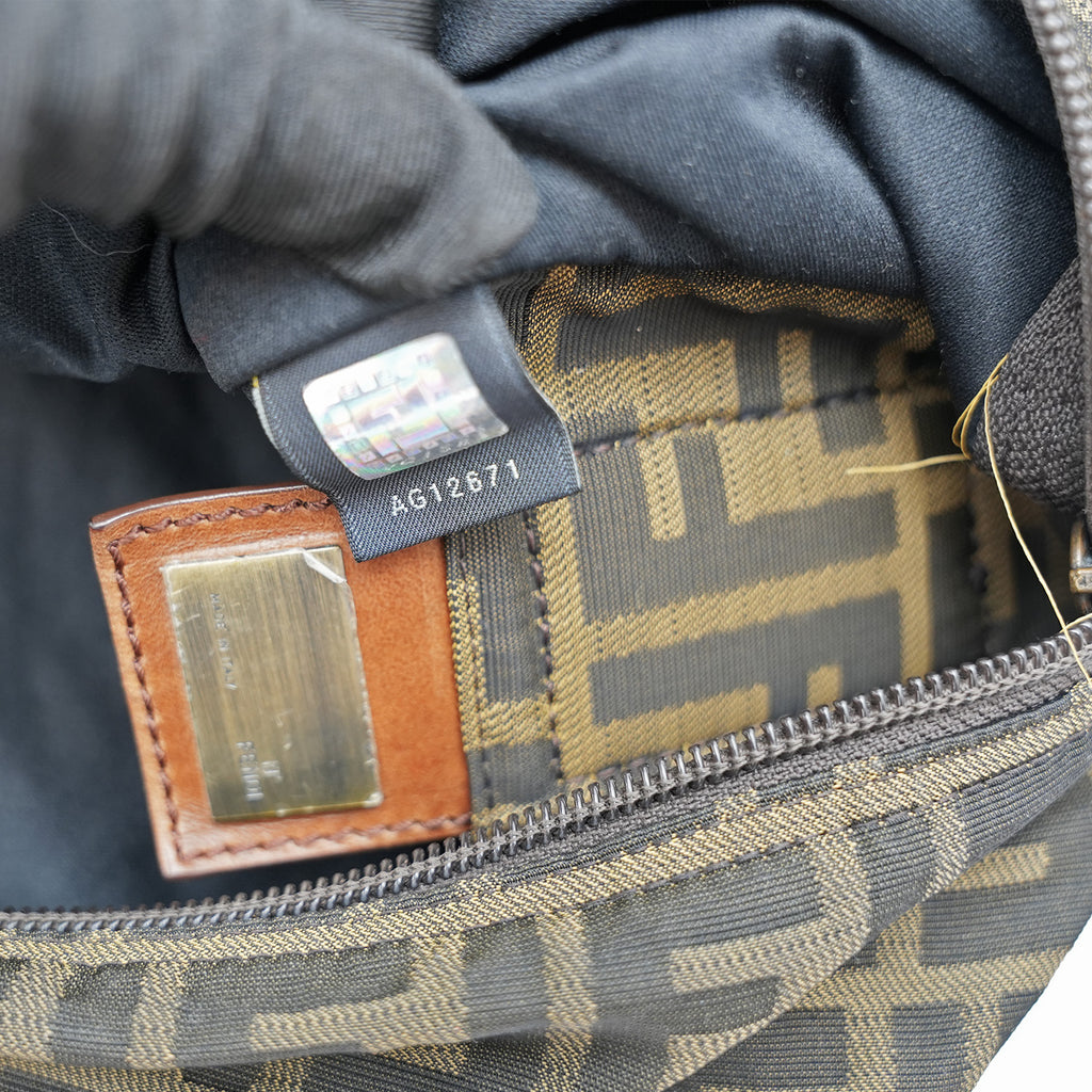 Fendi FF – monogram shoulder bag in brown canvas and leather