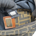 Fendi FF – monogram shoulder bag in brown canvas and leather