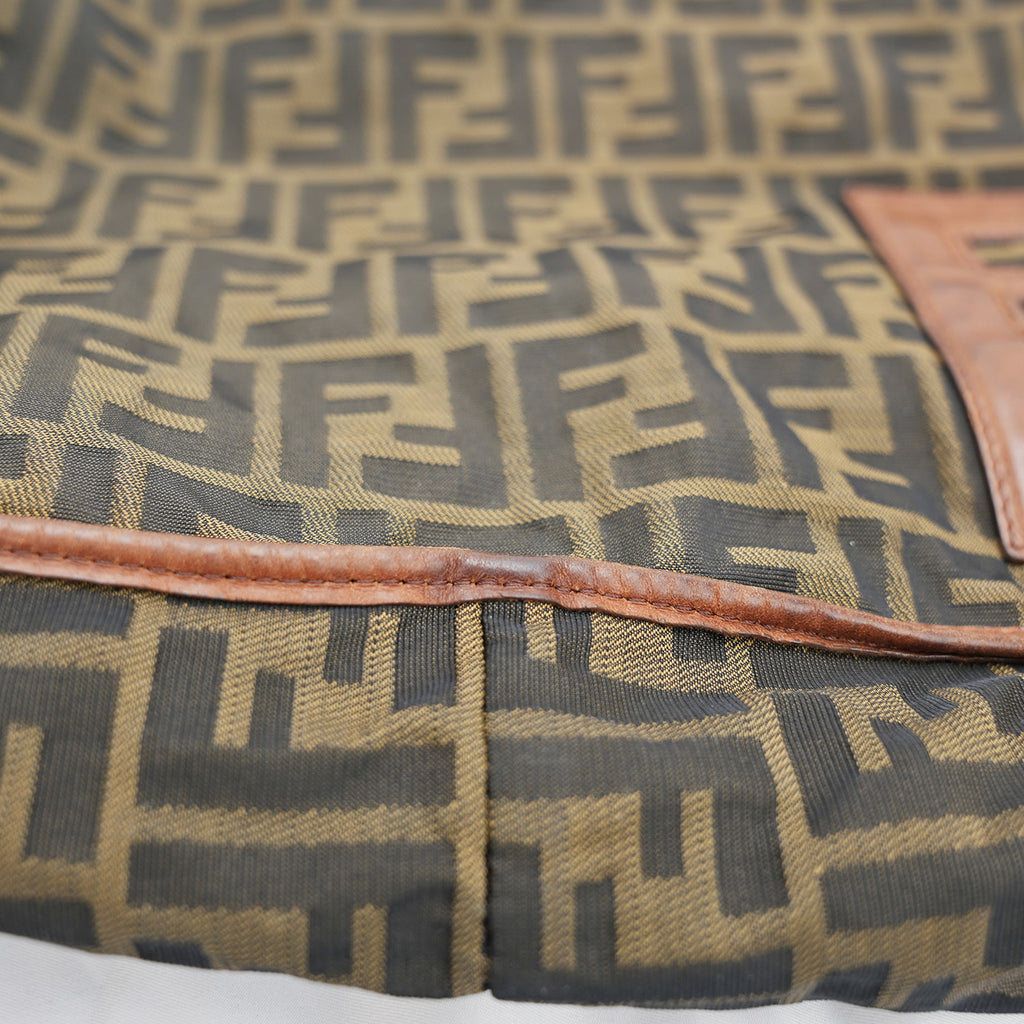 Fendi FF – monogram shoulder bag in brown canvas and leather