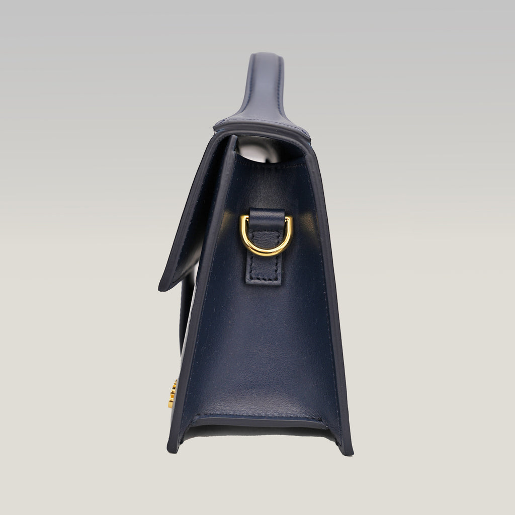 Jacquemus Le Grand Bambino Navy Blue in Pelle Liscia con Tracolla