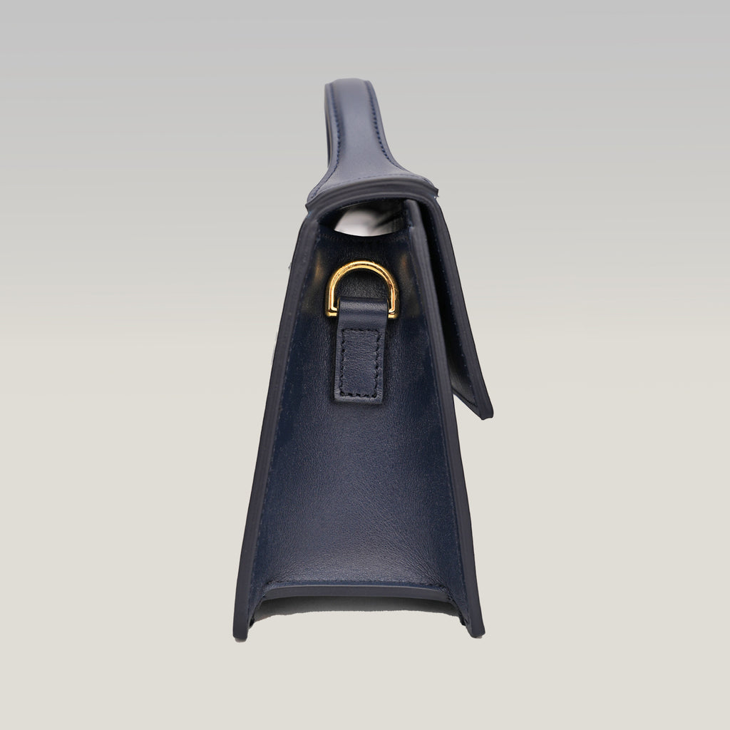 Jacquemus Le Grand Bambino Navy Blue in Pelle Liscia con Tracolla