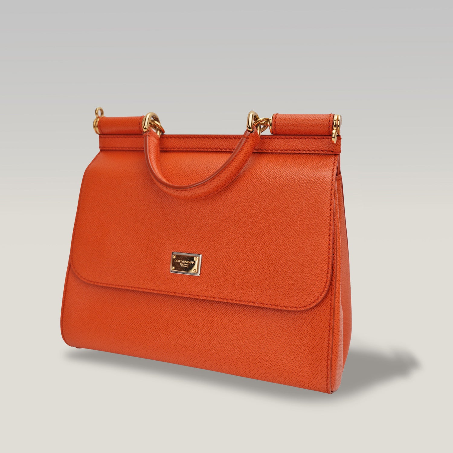 Dolce & Gabbana Sicily 25 Arancione – Borsa a spalla in pelle con tracolla