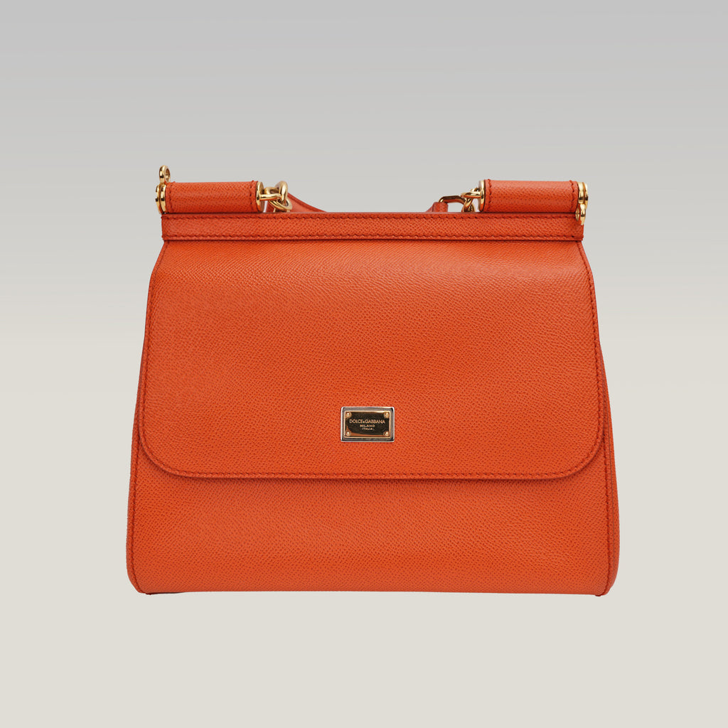 Dolce & Gabbana Sicily 25 Arancione – Borsa a spalla in pelle con tracolla