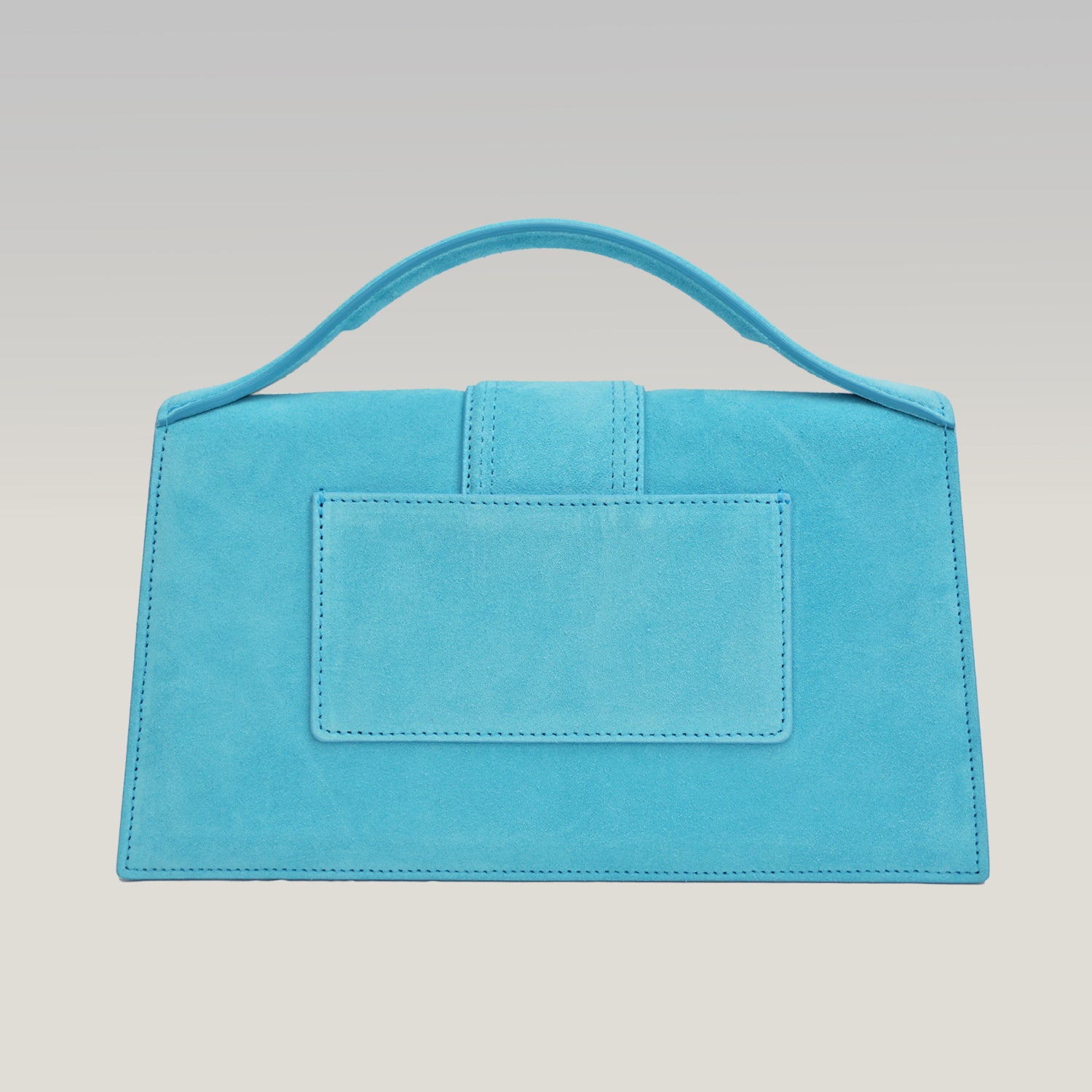 Jacquemus Le Grand Bambino borsa azzurra in suede con logo dorato
