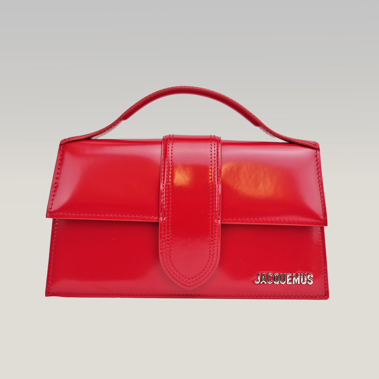 Jacquemus Le Grand Bambino borsa rossa in pelle lucida con logo dorato