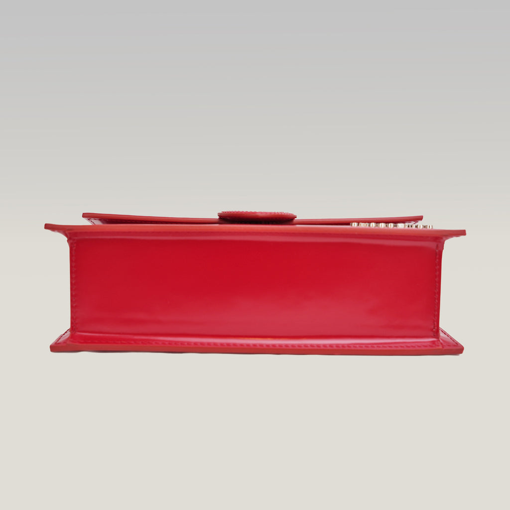 Jacquemus Le Grand Bambino borsa rossa in pelle lucida con logo dorato