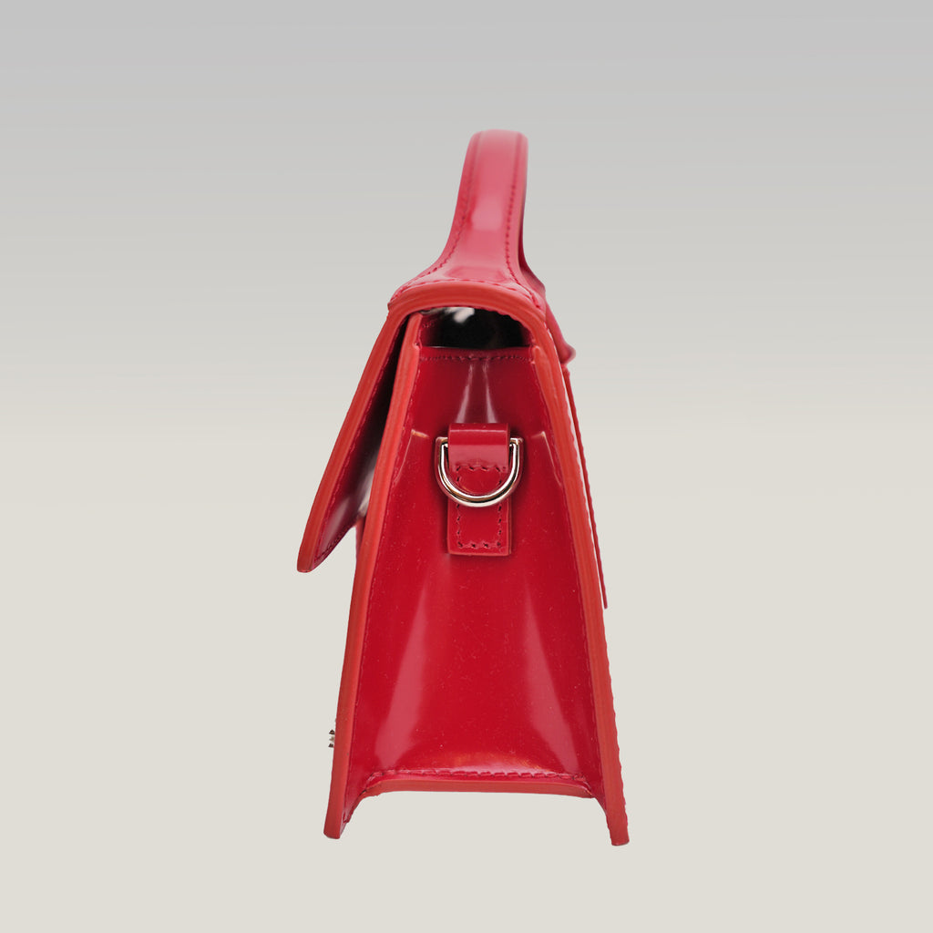 Jacquemus Le Grand Bambino borsa rossa in pelle lucida con logo dorato