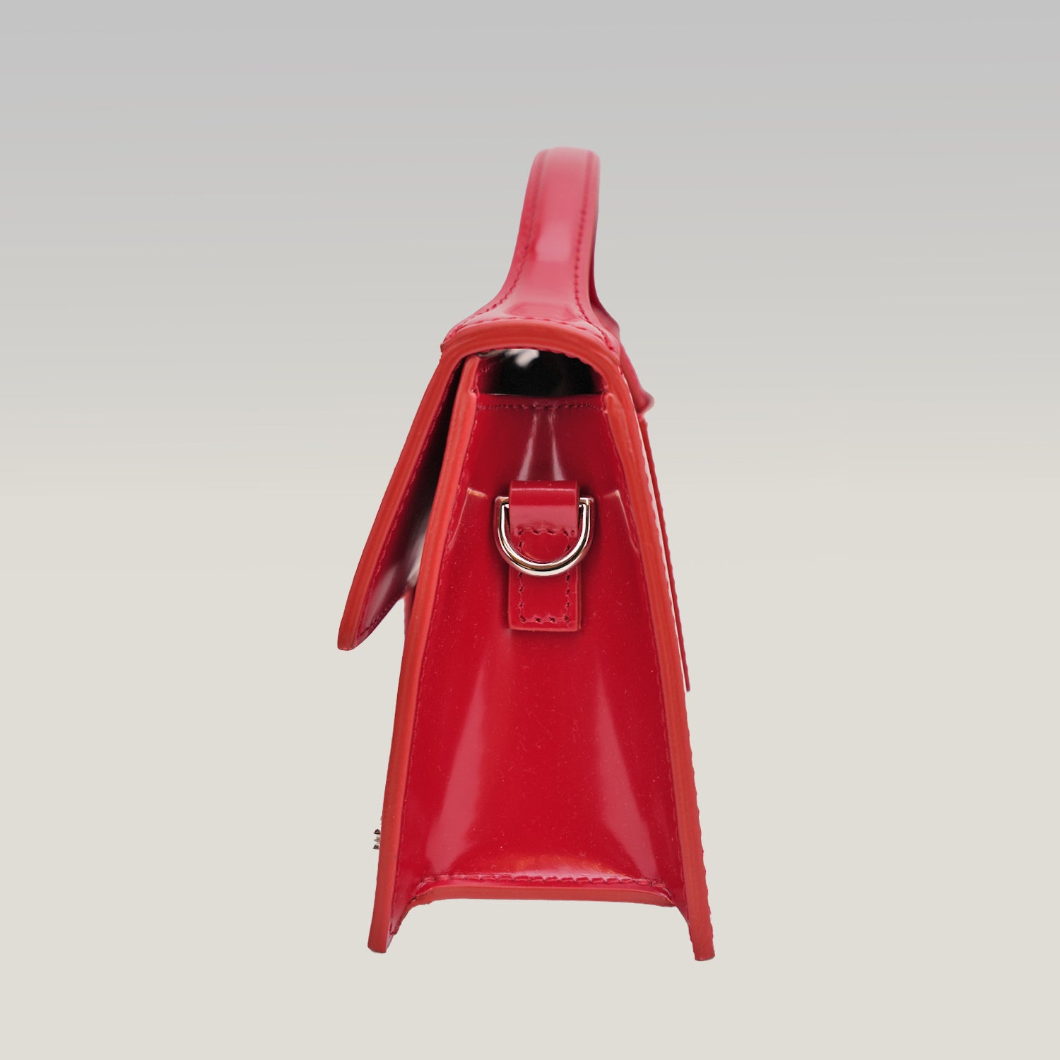 Jacquemus Le Grand Bambino borsa rossa in pelle lucida con logo dorato