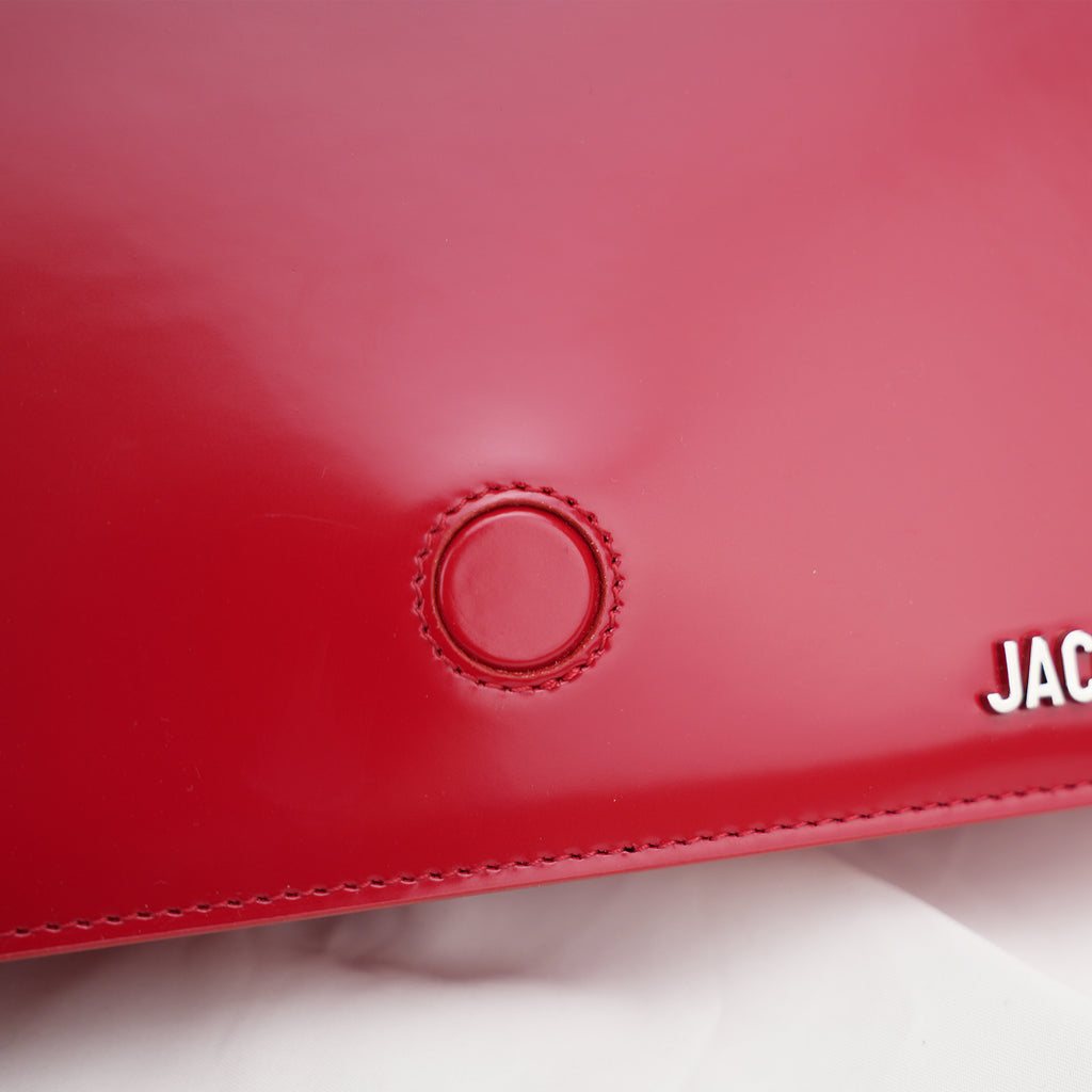 Jacquemus Le Grand Bambino borsa rossa in pelle lucida con logo dorato