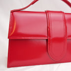 Jacquemus Le Grand Bambino borsa rossa in pelle lucida con logo dorato