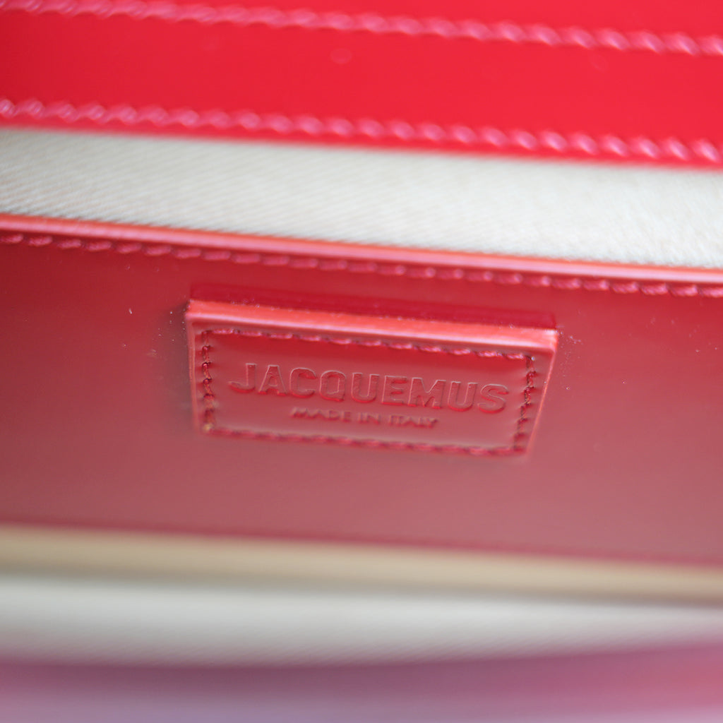 Jacquemus Le Grand Bambino borsa rossa in pelle lucida con logo dorato