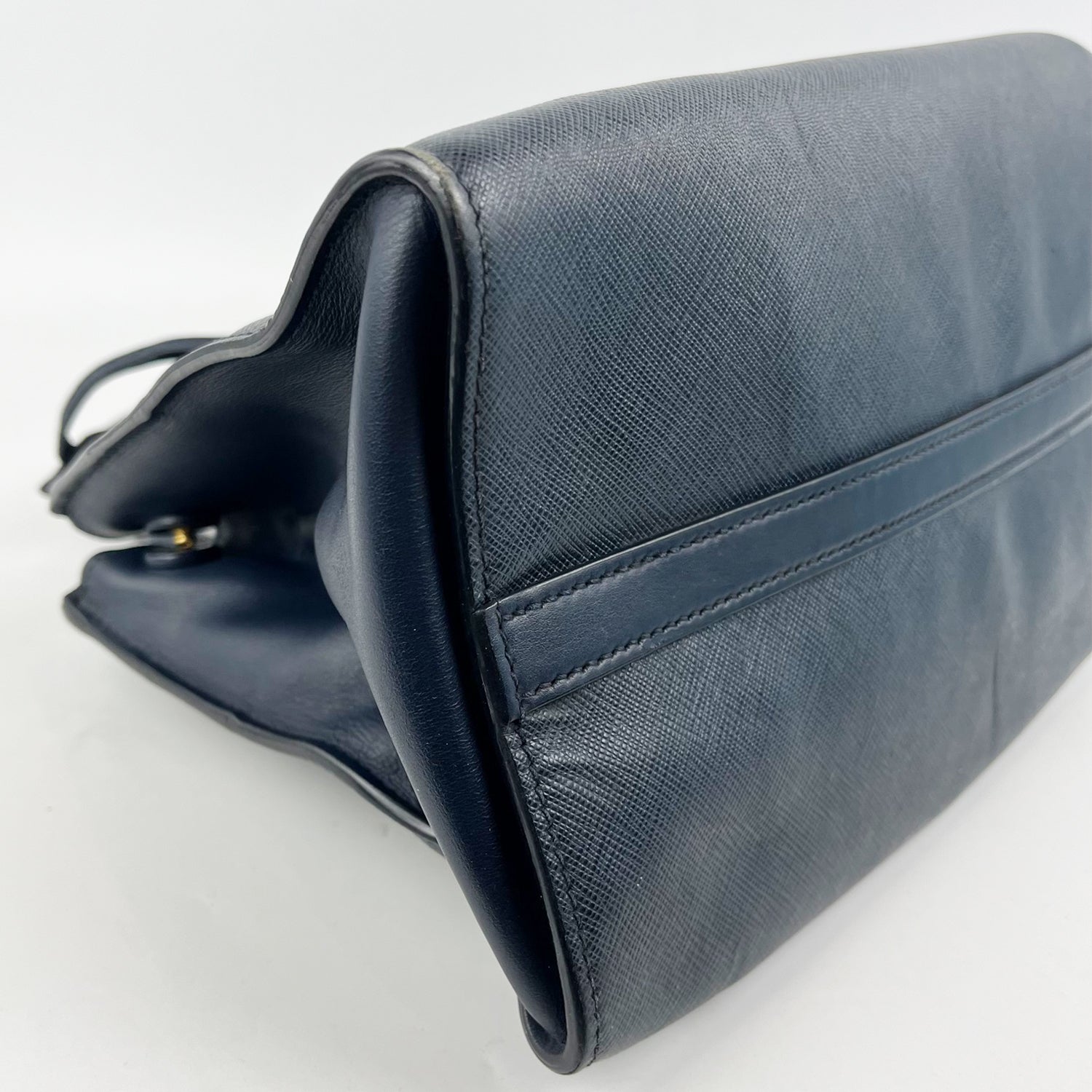 Prada Paradigme City Tote in Pelle Saffiano Blu Navy