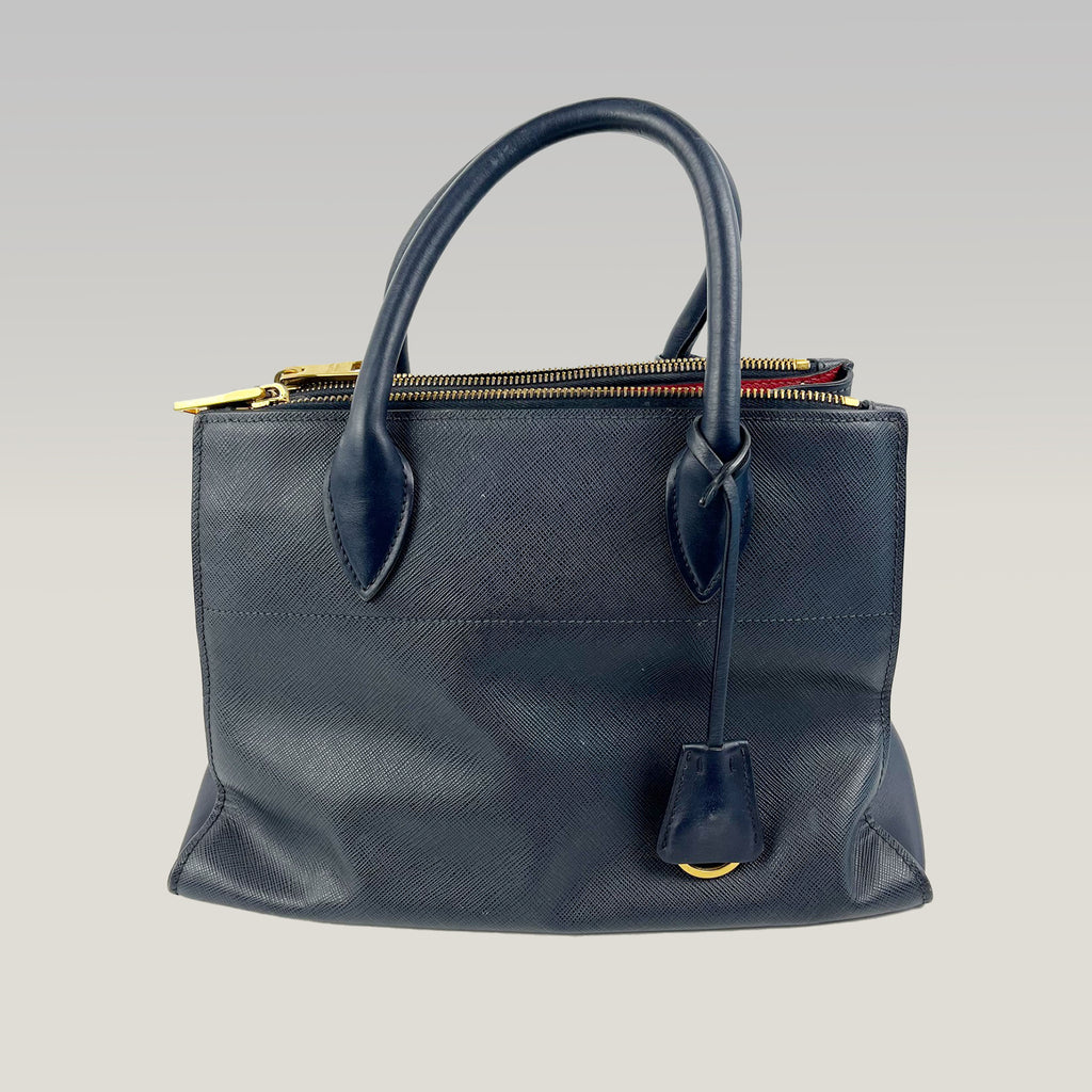 Prada Paradigme City Tote in Pelle Saffiano Blu Navy
