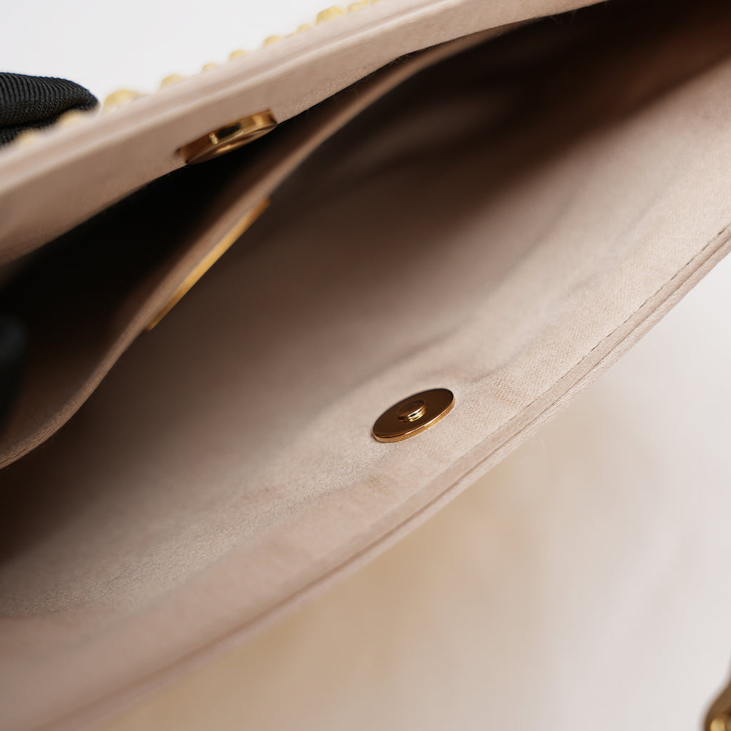 Prada Cleo mini borsa in raso color oro con cristalli