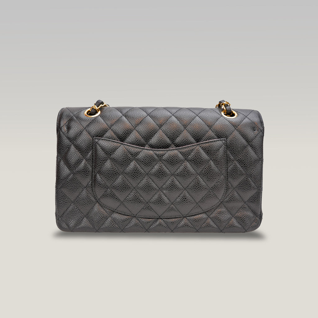 Chanel Classic Flap Black with Gold Clasp Shoulder Bag 