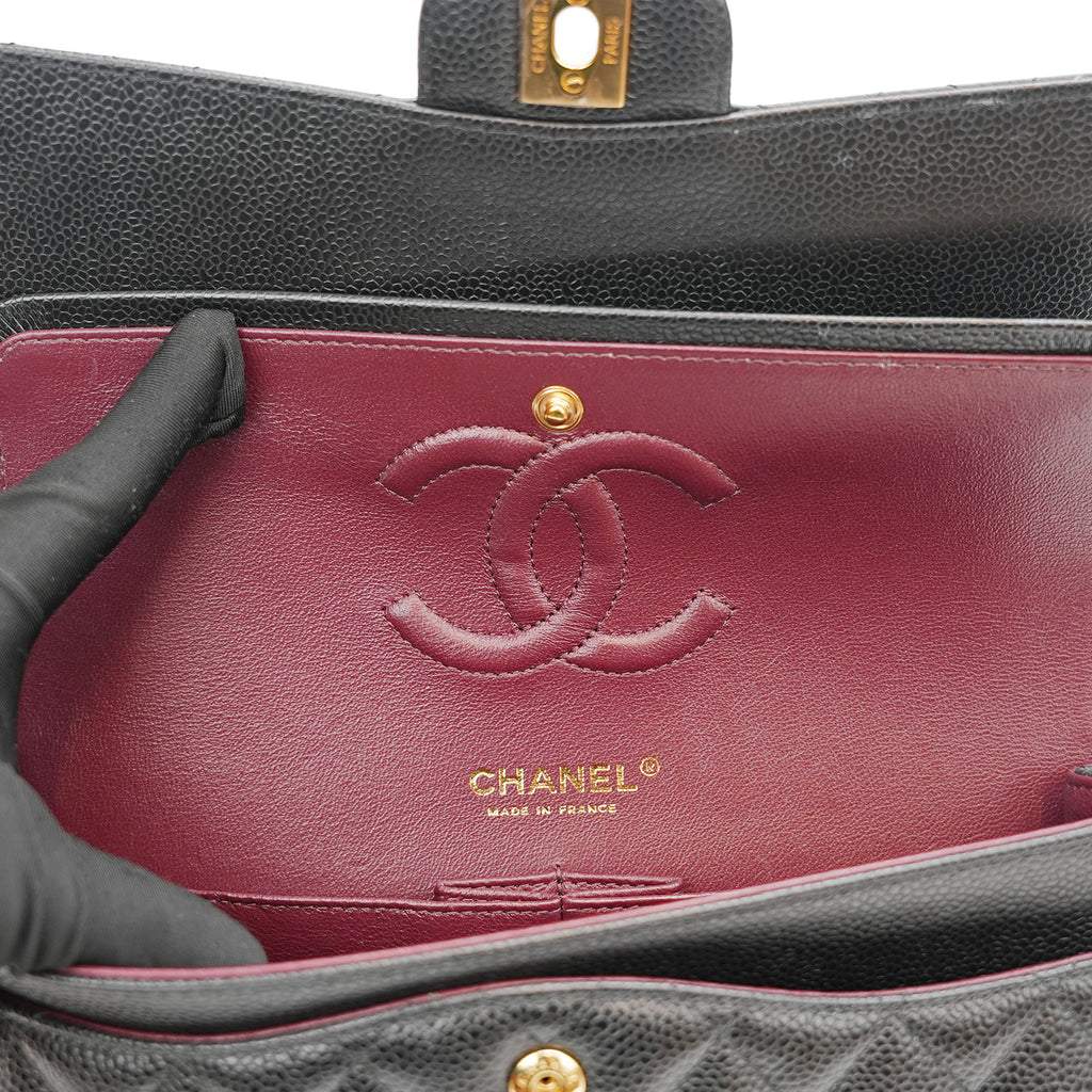 Chanel Classic Flap Black with Gold Clasp Shoulder Bag 