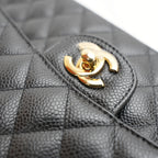 Chanel Classic Flap Black with Gold Clasp Shoulder Bag 