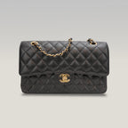 Chanel Classic Flap Black with Gold Clasp Shoulder Bag 