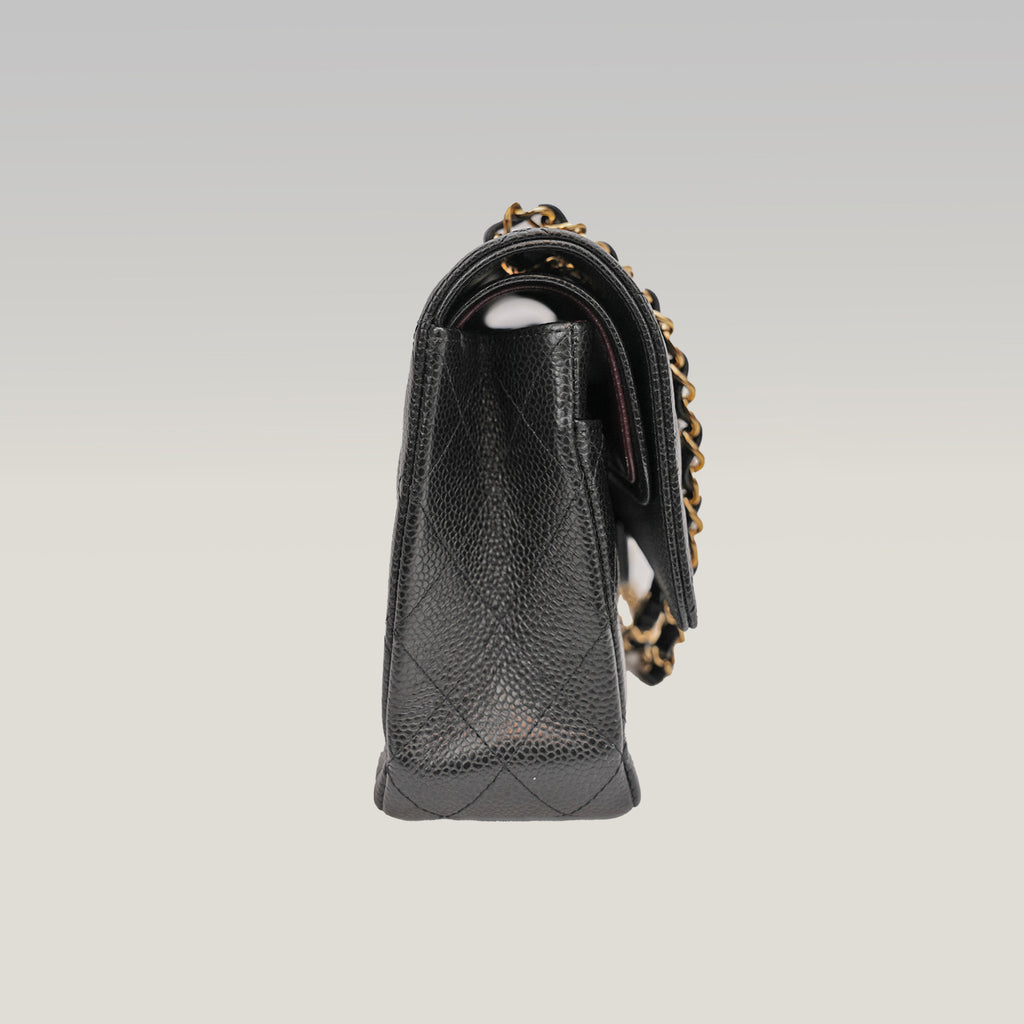 Chanel Classic Flap Black with Gold Clasp Shoulder Bag 
