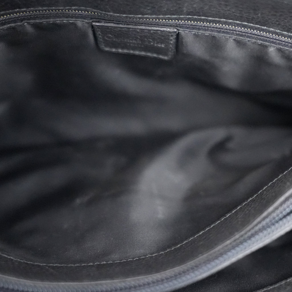 Christian Dior Vintage Tote Orizzontale in Pelle Nera con Cintura