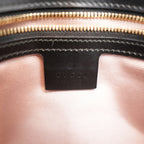 Gucci Arli Borsa a Tracolla in Pelle Nera con Logo Doppia G Dorato