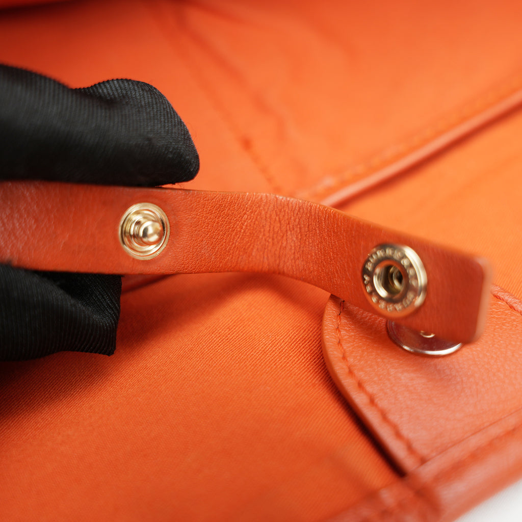 Burberry Borsa a Spalla Nova Check Beige con Dettagli Arancioni in Pelle