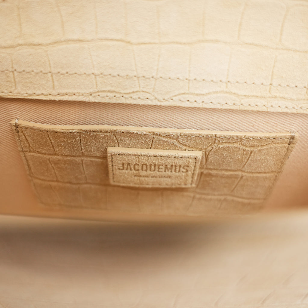 Jacquemus Borsa a Mano in Camoscio Beige Effetto Coccodrillo