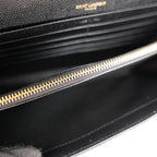 Pochette Saint Laurent Monogram Nera in Pelle Matelassé Chevron con Logo YSL Dorato
