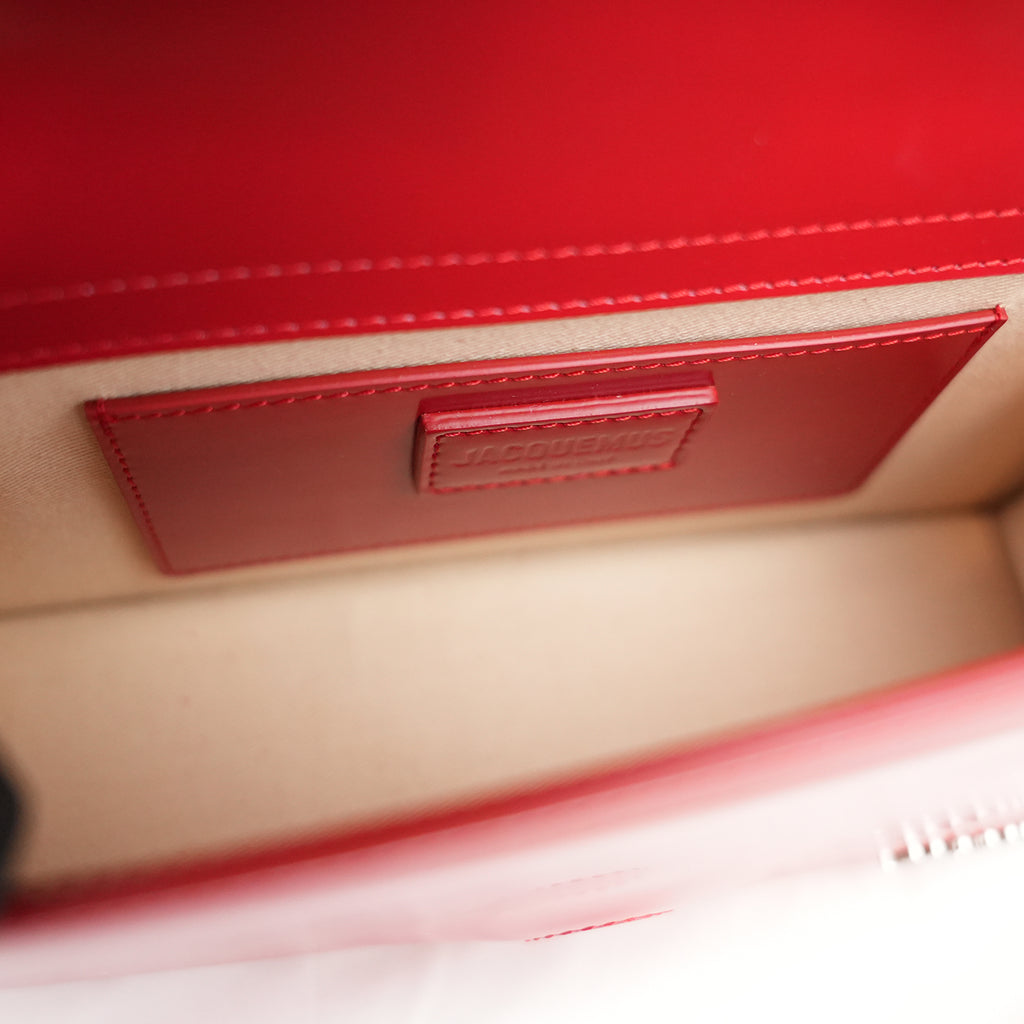 Jacquemus Borsa a Mano in Pelle Verniciata Rossa