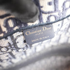 Christian Dior Book Tote Large Blue Oblique Embroidered Canvas Tote Bag