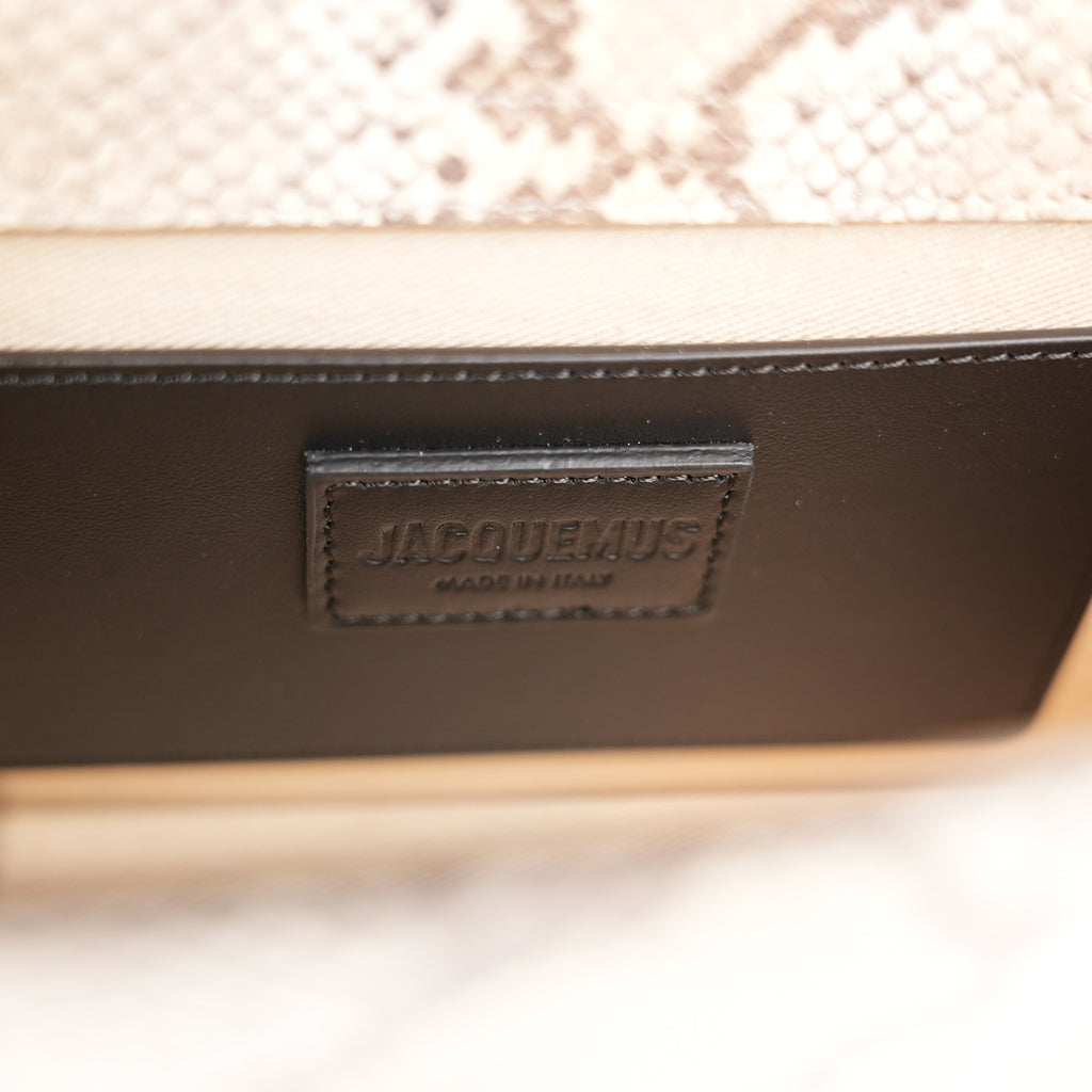 Jacquemus Le Grand Bambino Python Embossed Leather Medium Crossbody Bag Beige
