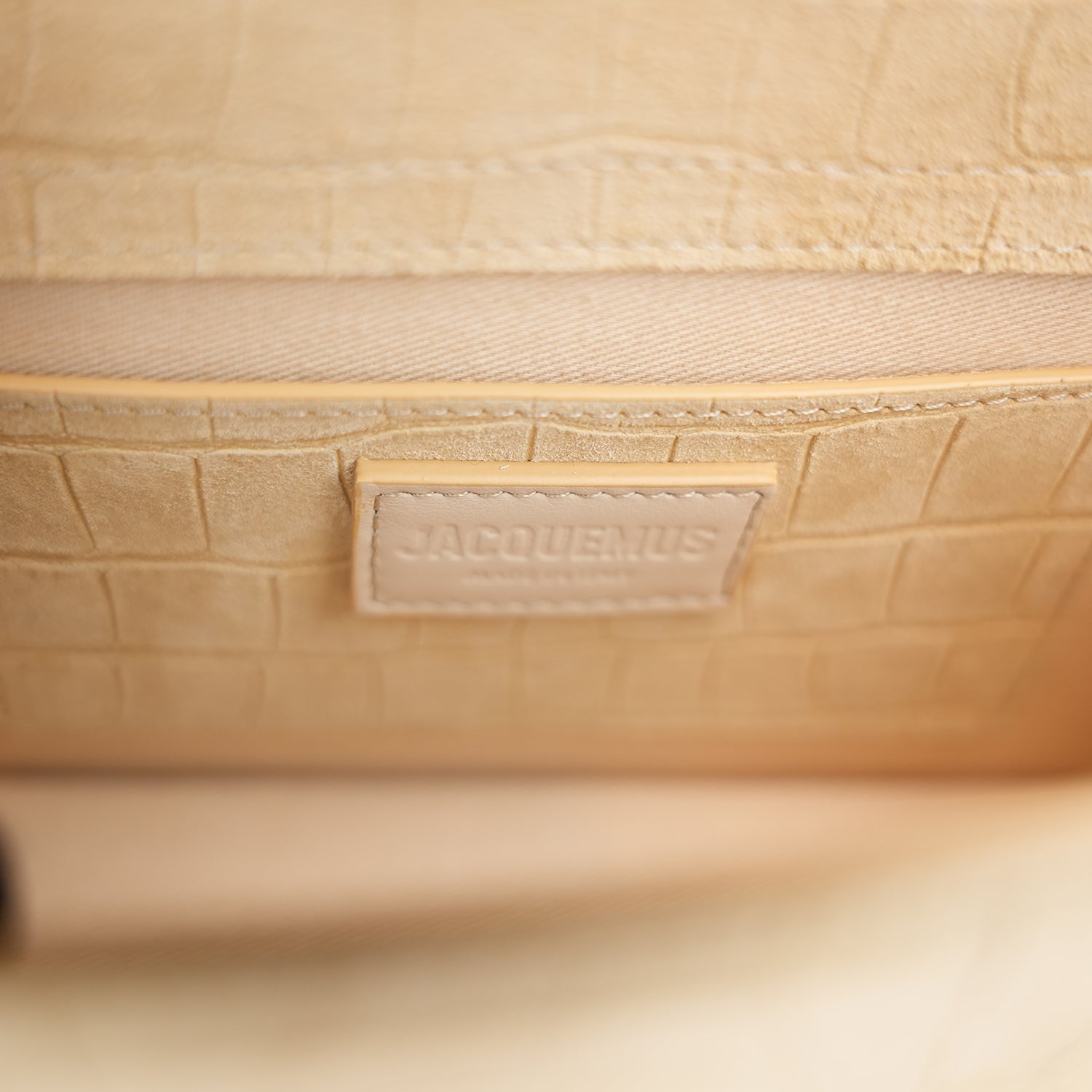 Jacquemus Large Le Bambino Croc Embossed Leather Tote Bag Beige