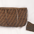 Borsa Tote Fendi Zucca FF Marrone in Tessuto Jacquard con Manici in Pelle – 36 cm