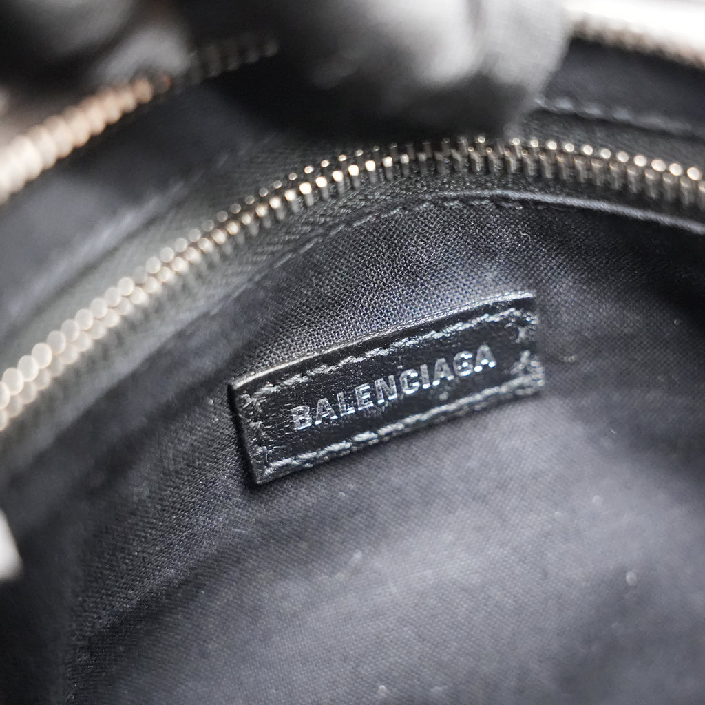 Balenciaga Classic City S Graffiti Crocodile Embossed Leather Handbag Grey Black