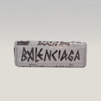Balenciaga Classic City S Graffiti Crocodile Embossed Leather Handbag Grey Black