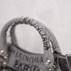Balenciaga Classic City S Graffiti Crocodile Embossed Leather Handbag Grey Black