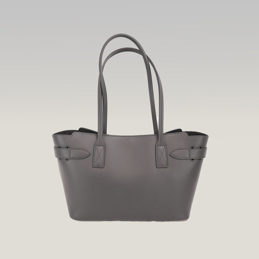 Balenciaga Bel Air Carry All Borsa Piccola in Pelle Grigia con Hardware Argento