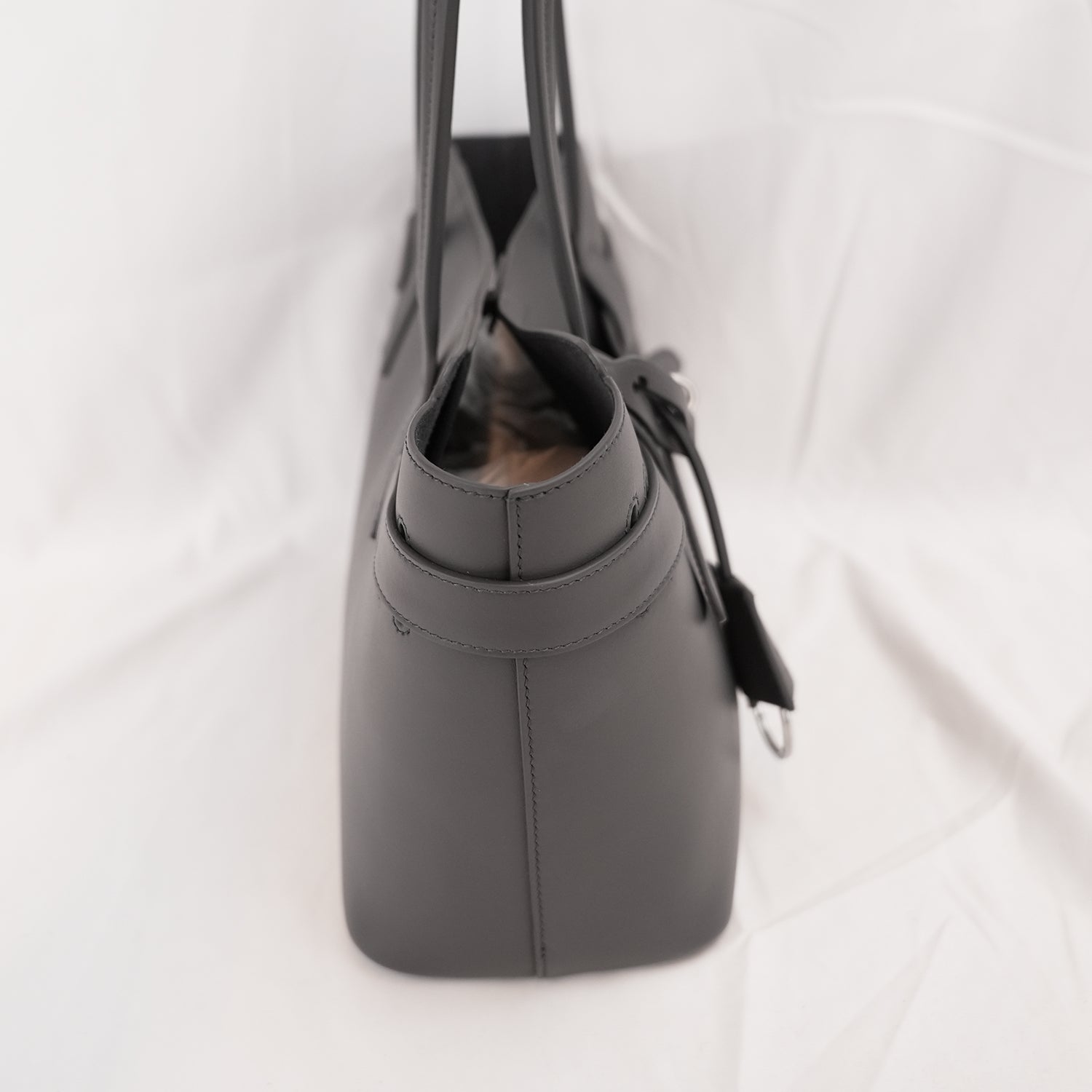 Balenciaga Bel Air Carry All Borsa Piccola in Pelle Grigia con Hardware Argento