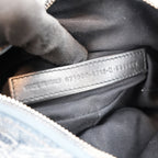 Balenciaga Le Cagole Borsa a Spalla Blu in Denim e Tela Monogram con Borchie